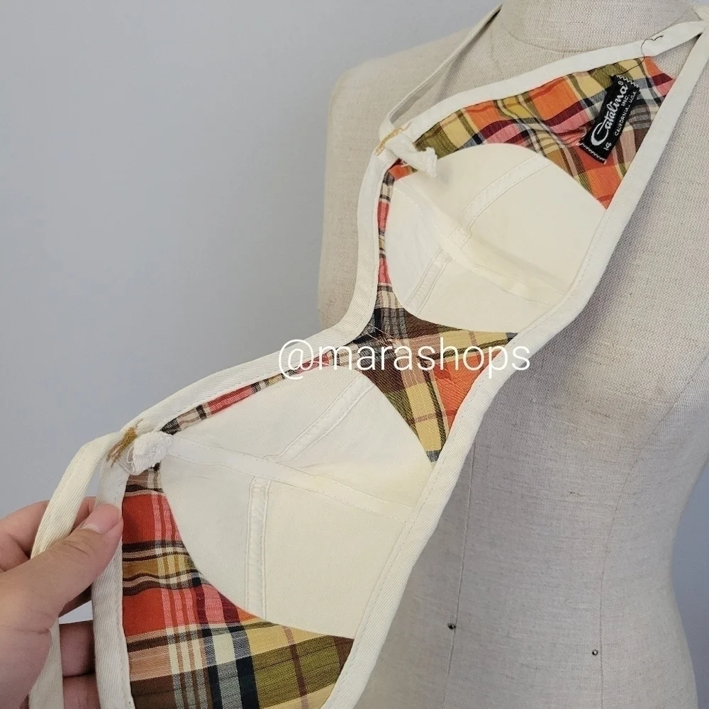 Vintage 1960's Catalina plaid swim bra bikini top